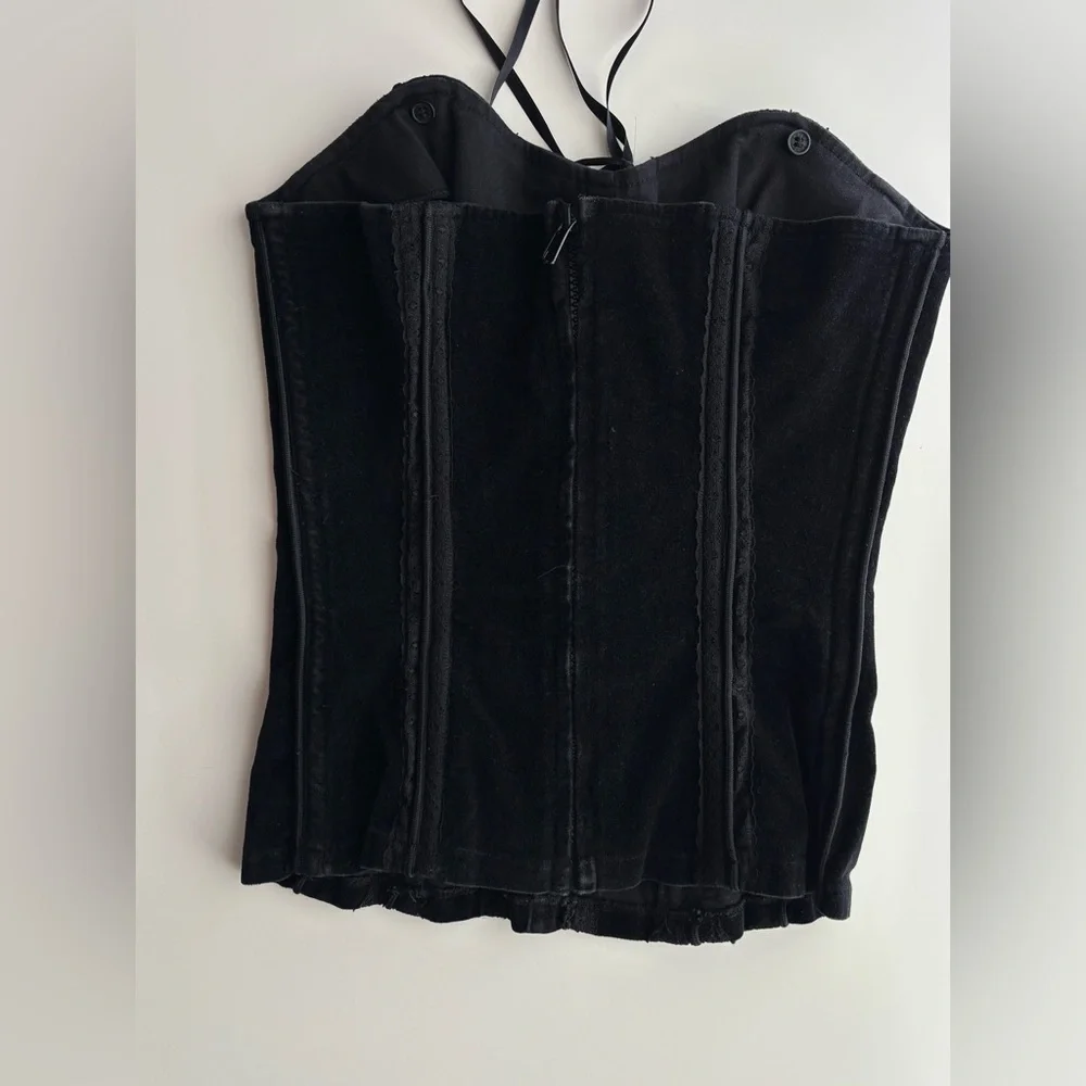TRIPP NYC Black Velvet Corset with zipper and lace ties Size XS Vintage - Picture 5 of 11